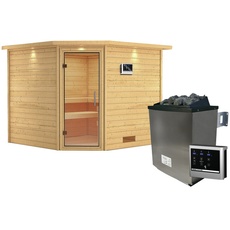 Bild Sauna Leona inkl. 9 kW Saunaofen mit externer Steuerung, für 4 Personen - beige