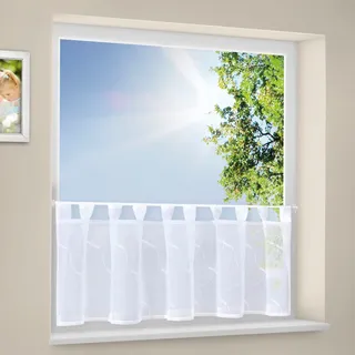 Gerster Scheibengardine »Arist« Schlaufen 1 Stk. tlg. SB-Schlaufenbistro "Arist" weiß, mit Stickerei, 150cm X 50 cm (B x H), weiß