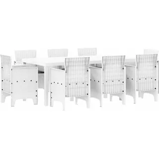 vidaXL Garten Essgruppe 9 pcs Weiß Polt Rattan - Weiß