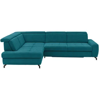 Beldomo Style Ecksofa , Petrol , Metall , Ottomane links, L-Form , 310x220 cm , Fußauswahl, Lederauswahl, Stoffauswahl, planbar, seitenverkehrt erhältlich, Bettfunktion erhältlich, Hocker erhältlich, Rücken echt, haustierfreundlicher Bezug , Wohnzimmer, Sofas & Couches, Wohnlandschaften, Ecksofas