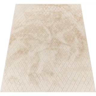 Paco Home Hochflor-Teppich »Arnheim 742« rechteckig 26 mm Höhe Uni Farben, Rauten Muster, besonders weich, Hoch-Tief Effekt, beige