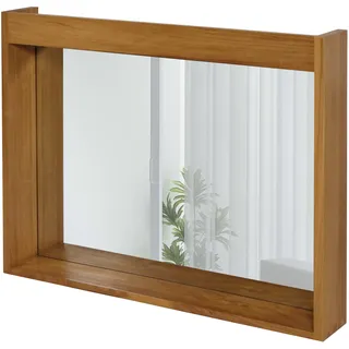 Teak-Wandspiegel HWC-M75, Badspiegel, Holzrahmen, hochwertiges B-Grade-Teak (Kernholz, 20-30 Jahre),