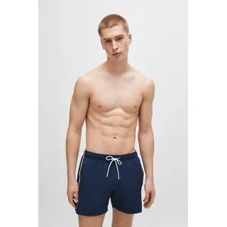 Boss Herren, Badeshorts Iconic, Swim Shorts, Badehose, Signature-Streifen, Logo blau XL