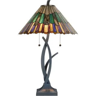 Casa Padrino Luxus Tiffany Tischleuchte / Hockerleuchte Mehrfarbig Ø 50 x H. 80 cm - Luxus Lampe aus zahlreichen Glas Mosaik Stücken