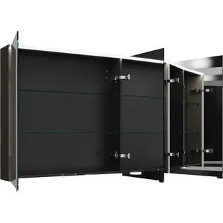 burgbad Eqio Spiegelschrank mit LED-Aufsatzleuchte und Waschtischbeleuchtung, 3-türig, mittlerer Türanschlag rechts, 1200x800x170mm, SPGT120LF2010, Korpus: Grau Hochglanz
