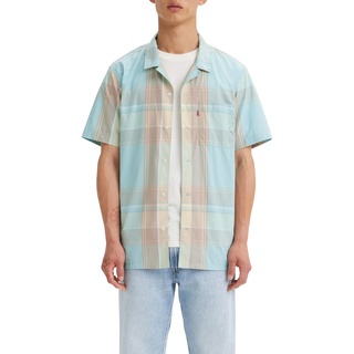 Levi's Herren Big & Tall Sunset Camp Shirt Freizeithemd, Martin Plaid Pastel Turquoise, Braun, 4XL