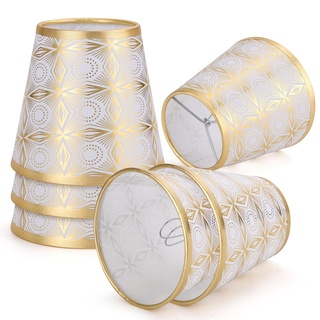 YISUN Kleine Lampenschirme 6er Set Lampenschirm Hängelampe Tischlampe Wandleuchte Stehlampe, PVC Kristall Kronleuchter Lampenschirme für Küche Schlafzimmer Nachttisch Wohnzimmer (6, Champagner Gold)