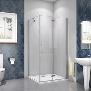 Falttürx Seitenwand :80x80cmxH.185cm Eckig Duschkabinen Falttür 6mm NANO ESG-Glas eckdusche Drehtür Duschabtrennung - Transparent