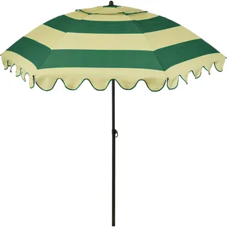 Mica Decorations Neigbarer Sonnenschirm mit Rüschen - Stockschirm 238 x Ø195 cm - Garten oder Balkon Sonnenschutz - Polyester, Stahl - Terra - Grün