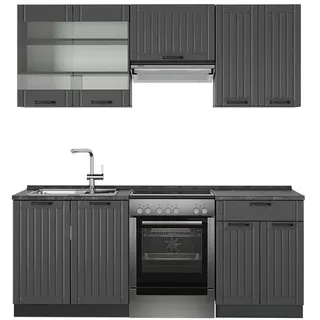 Vicco Küchenzeile Fame-Line 200 cm Dunkelgrau