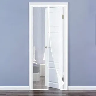 Ibenzoa® Magnetisches Fliegengitter 100 x 220 cm Weiß – automatisch schließend, Türvorhang ohne Bohren, robustes Netz für Balkon-, Terrasse- & Schiebetüren - Weiß