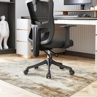 Famibay Bodenschutzmatte Bürostuhl 90x120cm Home Bürostuhl Unterlage Beige Braun Kratzfest Schreibtischstuhl Unterlage für Hartboden Parkett Vinylboden Hohe Dichte rutschfeste Waschbar