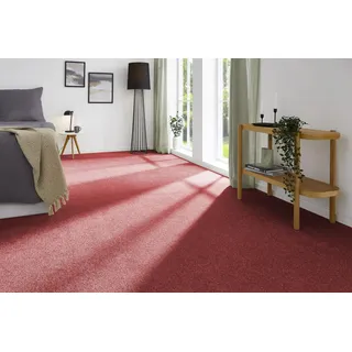 andiamo Teppichboden Izmir für Wohnzimmer und Kinderzimmer - Teppichboden Meterware zum Verlegen - Teppichbelag mit hoher Trittschalldämmung - weicher Teppichboden 400 x 350 cm Rot