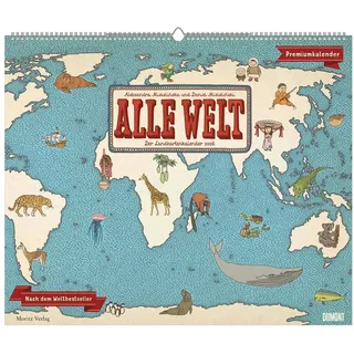 Neumann Alle Welt 2026 - Landkarten-Kalender von DUMONT- Kinder-Kalender -Querformat 60 x 50 cm