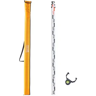 VEVOR Aluminium-Messlatte, 3 m metrische Teleskop-Messlatte, doppelseitige Skala in cm/mm, Nivellierlatte, Vermessungslatte aus Aluminiumlegierung mit Wasserwaage und Tragetasche zum Vermessen von Häusern, Wänden, Böden