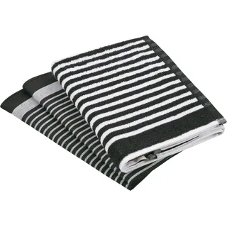 Ross Geschirrtuch "Exclusiv", 1x Küchen-Frottiertuch 50x50 cm Streifen u. 2x Geschirrtücher, 50x70 cm, schwarz,