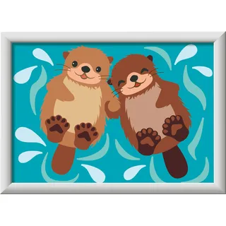 Ravensburger CreArt 12023125 - Verliebte Otter - Malen nach Zahlen für Kinder ab 7 Jahren, Malset mit Rahmen, Pinsel, Acrylfarben, Geschenk für Mädchen und Jungen