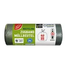 GUT&GÜNSTIG Müllbeutel RECYCLING 60,0 l schwarz, 25 St.