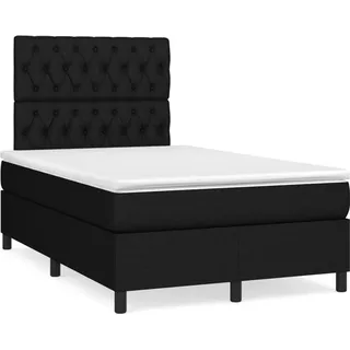 vidaXL Boxspringbett mit Matratze Schwarz 120x190 cm Stoff