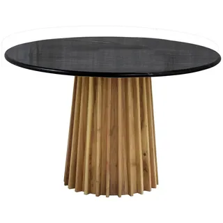 Livetastic Esstisch , Schwarz, Akaziefarben , Holz, Stein , Akazie , vollmassiv , Holz , rund , rund , 120x76x120 cm , gastro- und objekttauglich , Esszimmer, Esstische, Esstische rund