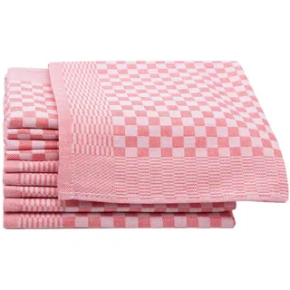 ZOLLNER Geschirrtuch Carola 46 x 70 cm, 100% Baumwolle, weiß-rot, kariert, 10 Stück