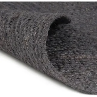 vidaXL Teppich Handgefertigt Jute Rund 120 cm Dunkelgrau - Grau