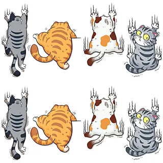 2x4 Stück Niedliche Katze Wandaufkleber, Wandtattoo Katze Aufkleber, Wandsticker für Mädchenzimmer, Türaufkleber Katzen, Wandsticker Kinder, Raumdekoration Junge Schlafzimmer Wanddeko(30x30 cm)