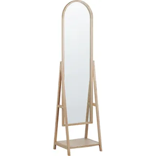 Beliani Stehspiegel, Hellbraun Holz oval 39x170x57 cm Paulownia-Holz