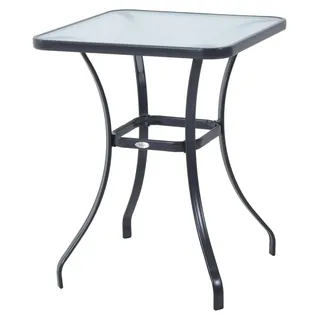 Gartentisch Quadrat Glastisch Wetterfest Schwarz 68,5X68,5Cm Balkon Terrasse