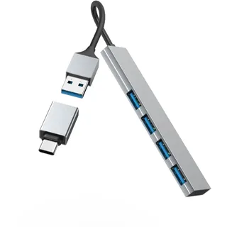 Hama USB-Hub 4 Ports USB 3.2 Gen1, Grau