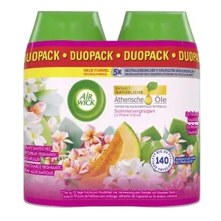 Air Wick Freshmatic Max Duo, Nachfüller, Sommervergnügen, Überdeckt unangenehme Gerüche und verleiht in jedem Raum eine angenehme Frische, 1 Packung = 2 Sprühdosen à 250 ml