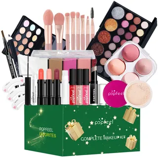 FantasyDay Xmas Make-Up Sets Adventskalender 2025 Multifunktions Kosmetik Schminkkoffer Mädchen Makeup Geschenkset - Schminke Kit mit Lidschatten Palette Lippenstift Concealer Puder Rouge Mascara
