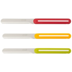 Arcos Serie B-Line - Tischmesser-Set 3 Stück | Frühstücksmesser | Spülmaschinenfest - Gezackte Klinge Edelstahl NITRUM 100 mm - Griff aus Polypropylen - Farbe Orange, Rot und Grün