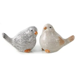 Logbuch-Verlag Deko Vögel aus Keramik Vogelpaar Figuren Frühjahrsdeko Frühling Ostern Garten Dekofiguren 7 x 9 cm