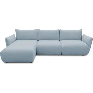 DOMO. collection Ecksofa Minas, Modulsofa in L-Form mit Taschenfederkern und attraktiver Biese-Naht, Sofa, Polsterecke, Eckcouch 276 x 168 x 79 cm (BxTxH), hellblau
