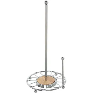 DRW Küchenrollenhalter aus Metall und Holz, verchromt, 15 x 32 cm