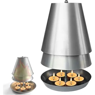 Tea Light Candle Heater, Teelichtwärmer aus Eisen, Doppelschichtiger Kerzenofen, Metall Teelicht Heizung mit Hitzebeständiger Beschichtung, Dekorativer Kerzenwärmer für Zuhause Arbeitszimmer Camping
