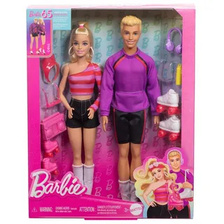 Mattel Europa B.V. Barbie Fashionistas Set mit 2 Puppen und 6 Accessoires, Thema Rollschuhe, 65. Jubiläum