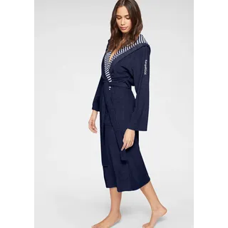 Damenbademantel KANGAROOS "Dalia, ideal für Sauna & Spa, Standardlänge & Überlänge" Gr. XXXL, blau (marine), L:125cm, Wirkfrottier, Hausmäntel, Damenbademantel, Uni-Farben mit Streifen, Taschen, leicht, XS-3XL, auch in extra lang, Topseller