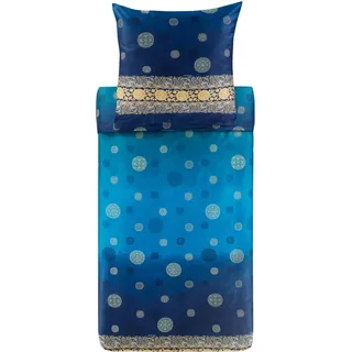 BASSETTI PALLAVICINO Bettwäsche + 1 Kissenhülle aus 100% Baumwollsatin in der Farbe Blau B1, Maße: 135x200 + 1 K 80x80 cm - 9329899