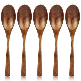 AOOSY Holzlöffel, Löffel Hölzerne Suppenlöffel Set, 20cm Japanischen Koreanischen Stil Holz Reis Esslöffel (5 Stück)