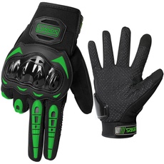 LVNRIDS Motorradhandschuhe Touchscreen Vollfinger Handschuhe für Herren Damen, für Motorradrennen Mountainbike Motorcross Grün M