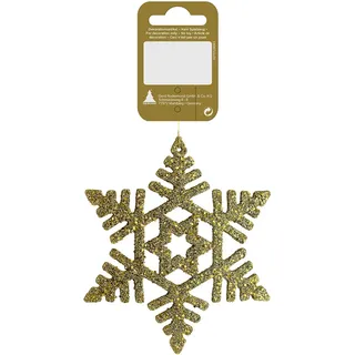 Weihnachts-Deko Schneeflocke zum Hängen aus Kunststoff 10 cm Gold Glitter