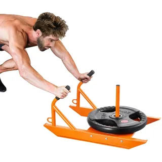 Vevor Zugschlitten Gewichtsschlitten mit Griff Schlitten für Krafttraining, Schnellkrafttraining Trainingsgerät für sportliche Übungen und Geschwindigkeitsverbesserung, orange 227 kg belastbar