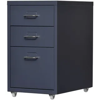 [en.casa] Rollcontainer Kökar , Grau , Metall , 3 Schubladen , 28x48x41 cm , Büromöbel, Schreibtischcontainer, Rollcontainer