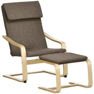 Homcom Relaxsessel mit Hocker Polyester 67 x 98 x 78 cm Braun