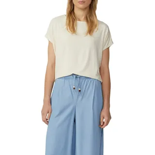 s.Oliver T-Shirt S.OLIVER, Damen, Gr. 36, beige (ecru), Jersey, Obermaterial: 95% Viskose, 5% Elasthan, regular fit taillenbedeckt, Rundhals, Shirts T-Shirt, mit Markenlabel