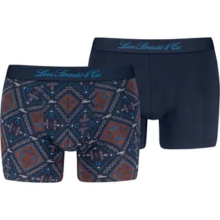 Levis Boxershorts "LEVIS MEN WESTERN AOP BOXER BRIEF 2P" ohne Eingriff, mit elastischem Logobund, blau combo