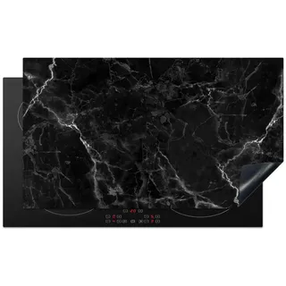 MuchoWow Herdabdeckplatte Marmor - Schwarz - Weiß - Textur - Marmoroptik 90x52 cm , Silberfarben , Kunststoff , Rechteckig , 90x52x0.2 cm , Made in Europe , Küchen, Küchenelektrogeräte, Herde, Herdabdeckplatten
