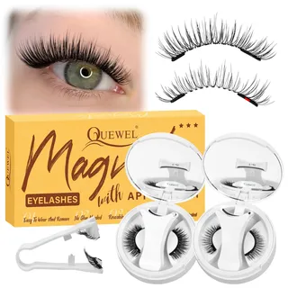 Magnetische-Wimpern Kein Kleber erforderlich 2 Parr, klein und tragbar Magnet-Wimpern leicht zu verstauen, Wimpern-Magnetisch natürlicher Look mit Applikator einfach zu bedienen (NZ-A+G)